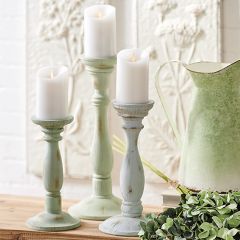 Country Chic Distressed Candle Holders Set of 3