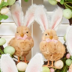 Fluffy Decorative Chick With Bunny Ears Set of 2