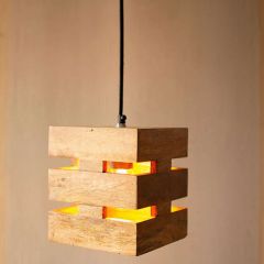 Rustic Wood Box Pendant Light