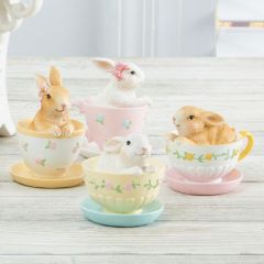 Bunny in Teacup Decor Set of 6