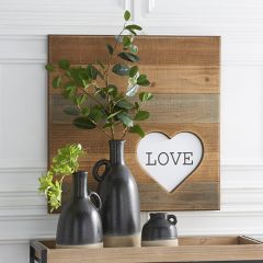 Love Heart Square Wood Slat Sign