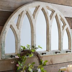 Farmhouse Fir Wood Mirror With Hooks