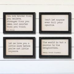 Inspirational Phrase Framed Wall Decor Set of 4