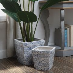 Classic Pattern Ceramic Planters Set of 2