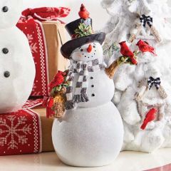 Snowman Figure With Cardinals