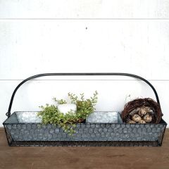 Chicken Wire Wrapped Metal Organizer With 4 Storage Compartments
