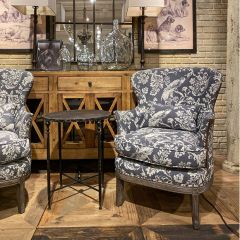 Upholstered Arm Chair With Bird Toile