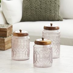 Textured Glass Canister Set of 3