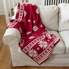 Snowflake Print Cotton Knit Throw Blanket