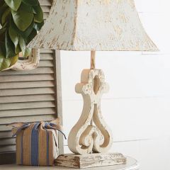 Distressed Wood Table Lamp With Metal Shade