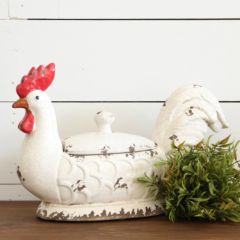 French Country Robby Rooster Lidded Dish