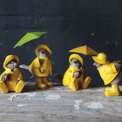 Rainy Weather Bird Figurines Set of 4