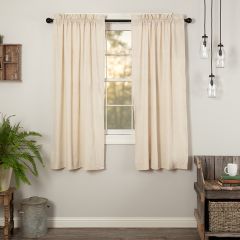 Simple Country Solid Short Curtain Panel Natural Set of 2