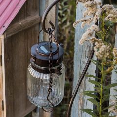 Ribbed Jar Hanging Solar Pendant Lantern