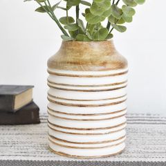 Carved Wood Farmhouse Vase