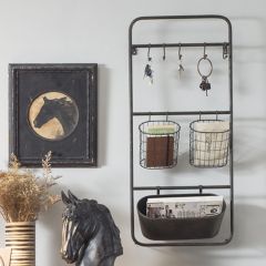 Rustic Wall Mounted Baskets With Hooks