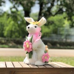 Floral Felt Bunny Figurine