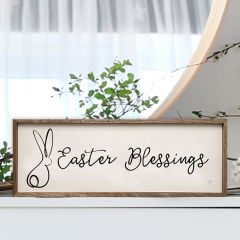Easter Blessings Bunny White Wall Sign