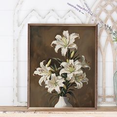 Easter Lily Bouquet Brown Framed Wall Art