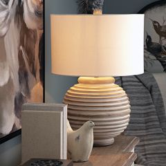 Mango Wood Stripe Table Lamp
