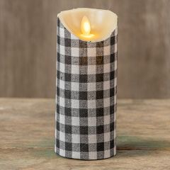 Country Check Flameless Pillar Candle 7 Inch