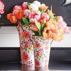Bright Spring Floral Buckets Set of 2