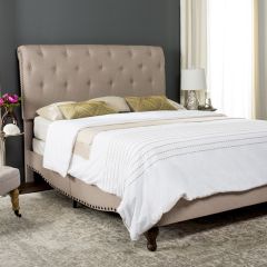 Diamond Tufted Linen Upholstered Bed Queen