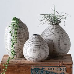 Dotted Stoneware Vases Set of 3