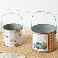 Happy Fall Decorative Buckets Set of 2