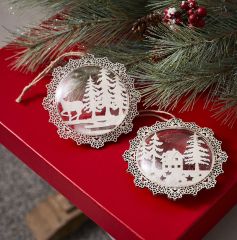 Elegant Holiday Disc Ornaments Set of 2