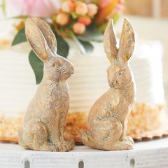 Elegant Sitting Rabbit Figurine Set of 2 5 Inch