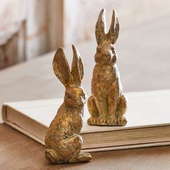 Elegant Sitting Rabbit Figurine Set 5 Inch
