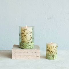 Embedded Leaves Recycled Glass Votive Holder