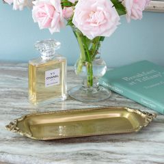 Embossed Antiqued Brass Tip Tray