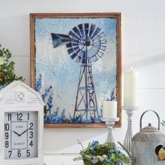 Embossed Metal Framed Windmill Wall Art