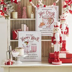 Embossed Metal Holiday Refreshment Signs Set of 2