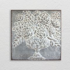 Embossed Metal Square Bouquet Art