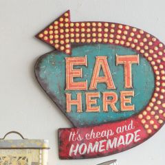 Embossed Tin Eat Here Sign