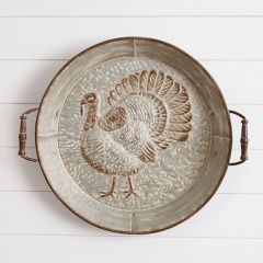 Embossed Turkey Round Metal Tray