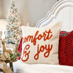 Embroidered Comfort And Joy Accent Pillow