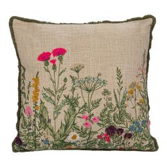Embroidered Floral Square Accent Pillow