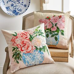 Embroidered Florals Bouquet Accent Pillow