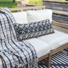 Embroidered Ikat Print Accent Pillow