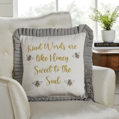 Embroidered Inspirational Bee Accent Pillow