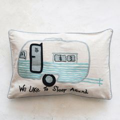 Embroidered Retro Camper Accent Pillow