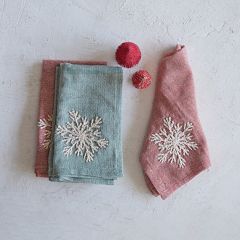 Embroidered Snowflake Cotton Napkin Set of 4