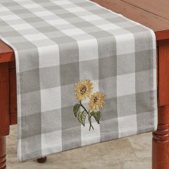 Embroidered Sunflower Checked Table Runner 54 Inch