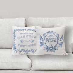 Embroidered Throw Pillow With Saying Set of 2