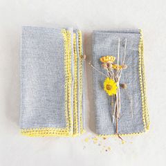Embroidered Trim Simple Cloth Napkins Set of 4