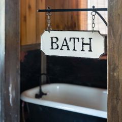 Enameled Bath Sign With Bracket